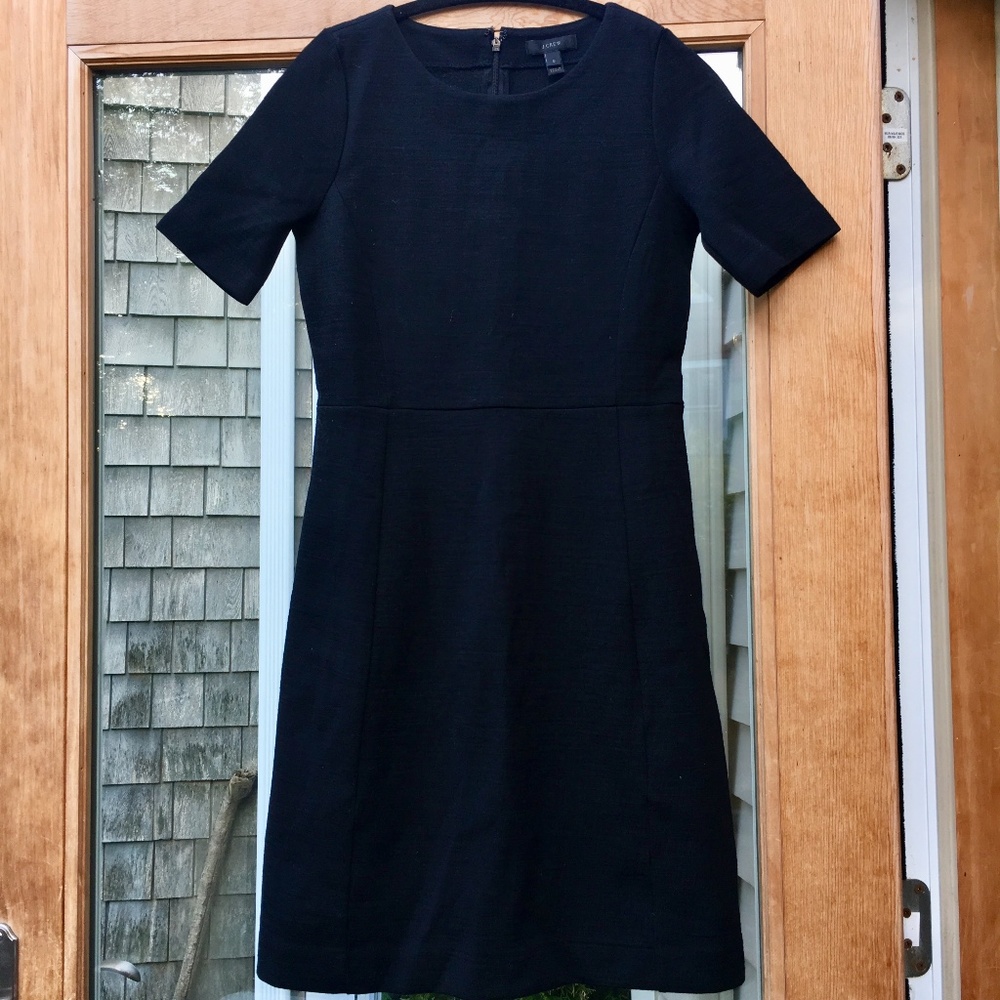 J. Crew Black Wool Short Sleeve Dress